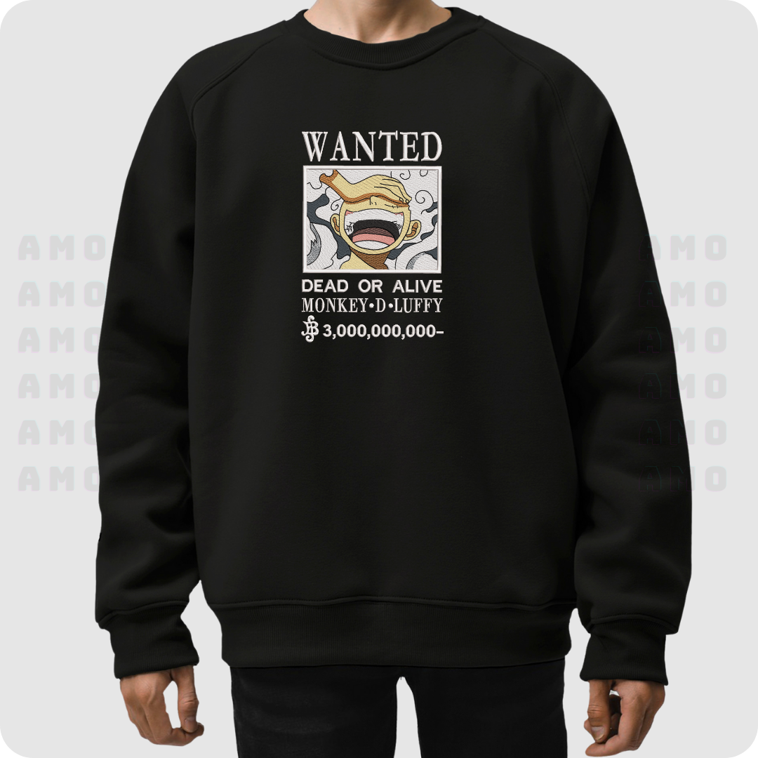 One Piece Luffy Wanted Embroidered Sweater