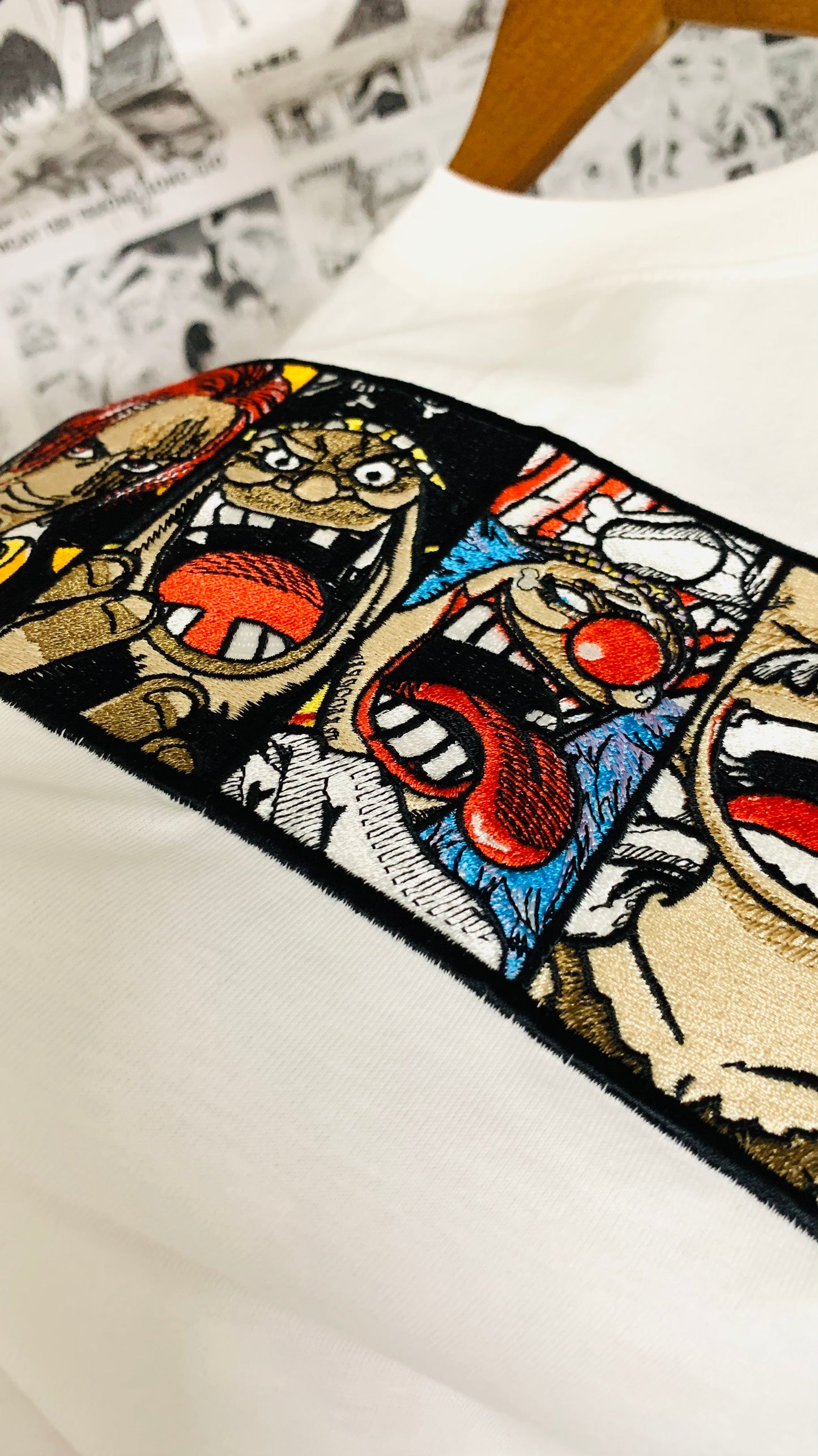One Piece Luffy, Shanks, Buggy, Blackbeard stitched tee

