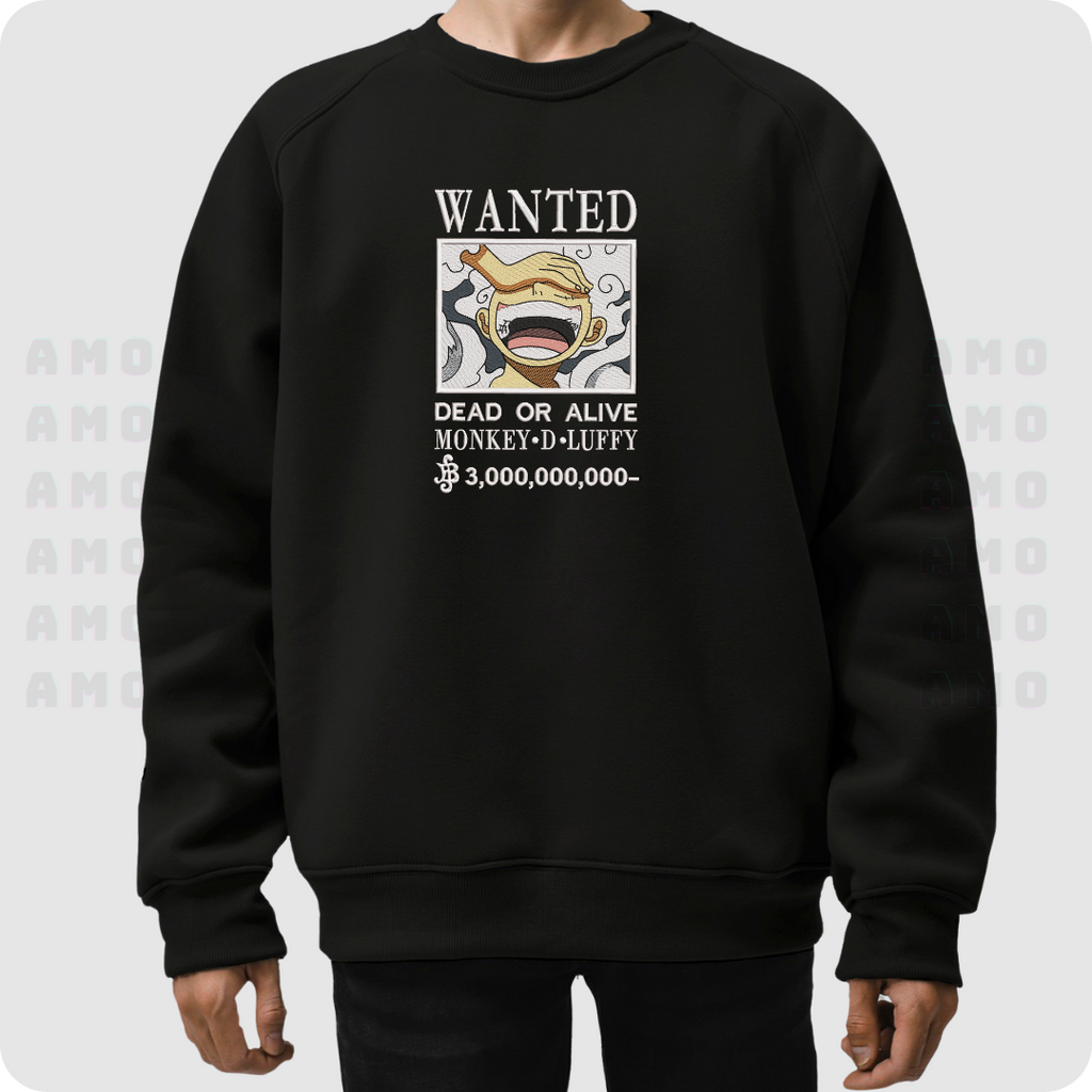 One Piece Luffy Wanted embroidered sweater