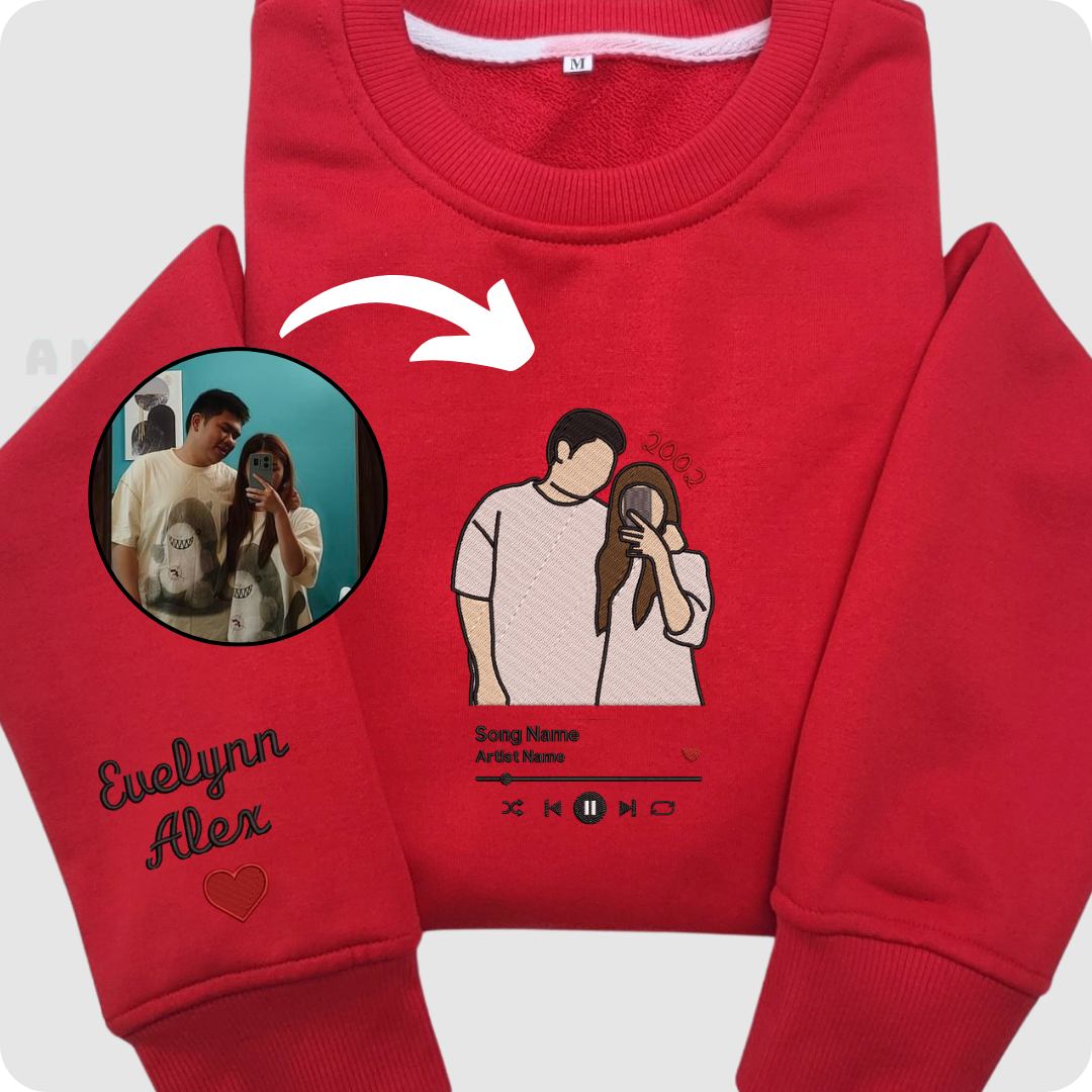 Personalized couple embroidery on unisex sweatshirt
