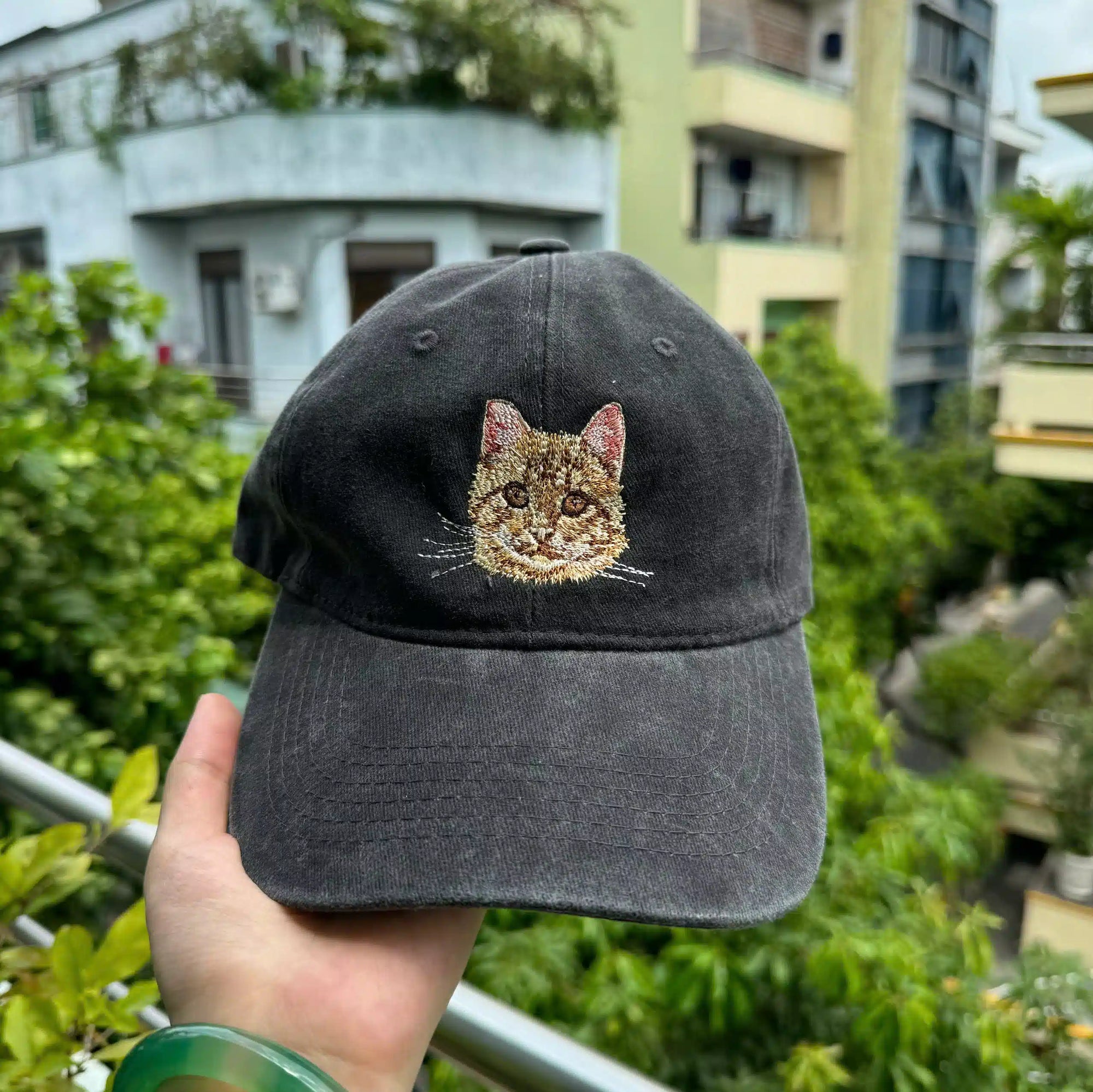 Personalized dog or cat face stitched on cotton baseball cap