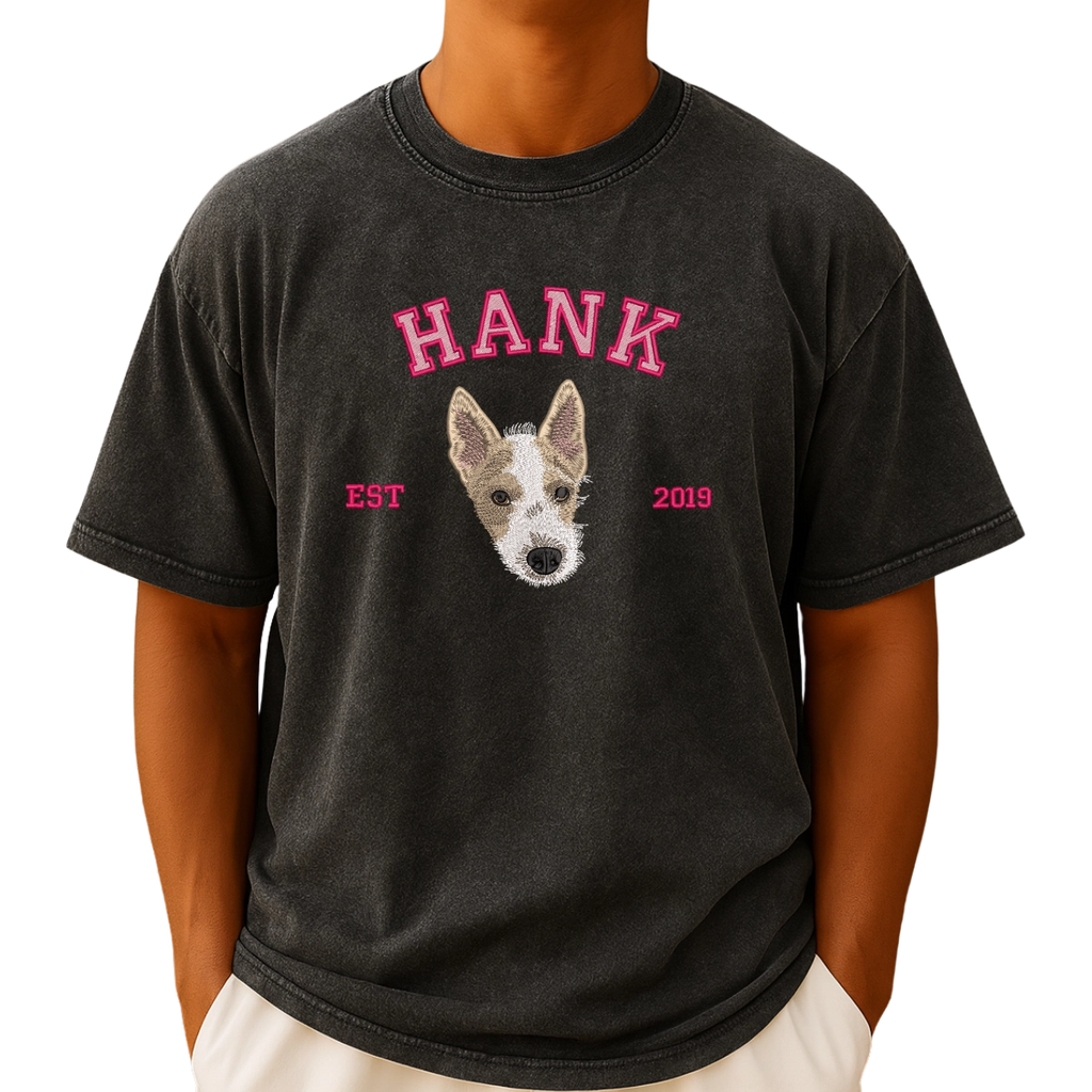 Personalized dog portrait embroidered tee