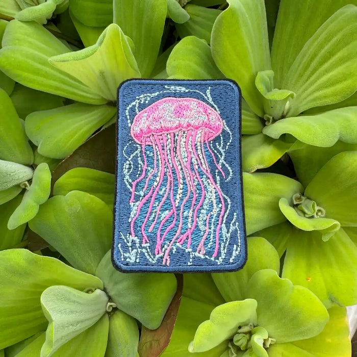 Pink Jellyfish Patch: Embroidered Ocean Animal Appliqué
