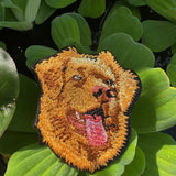 Realistic cat embroidery patch on water-resistant twill