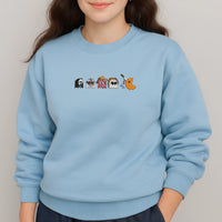 Retro gaming ghost embroidered pullover