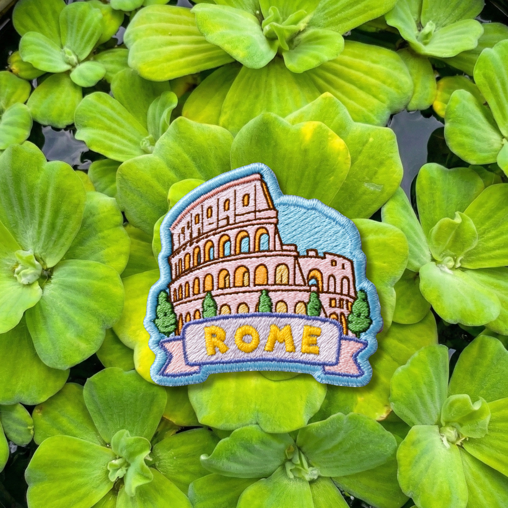 Rome Colosseum embroidery patch featuring iconic Italian landmark
