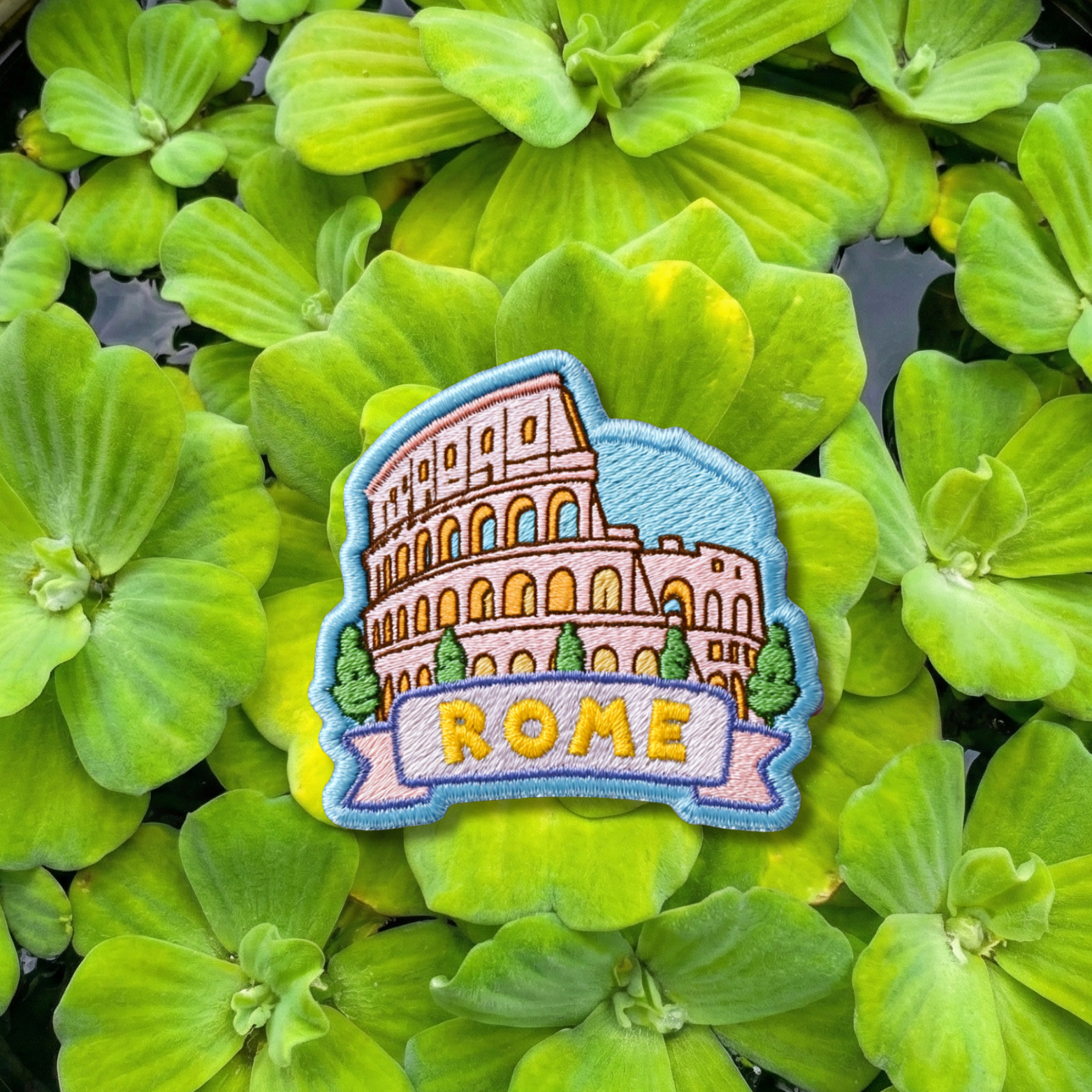 Rome Colosseum embroidery patch featuring iconic Italian landmark
