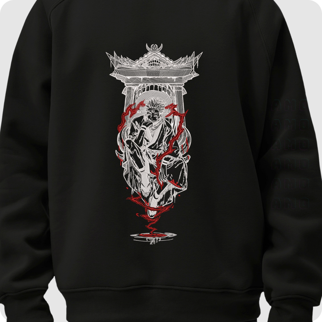 Ryomen Sukuna embroidered anime sweater front view