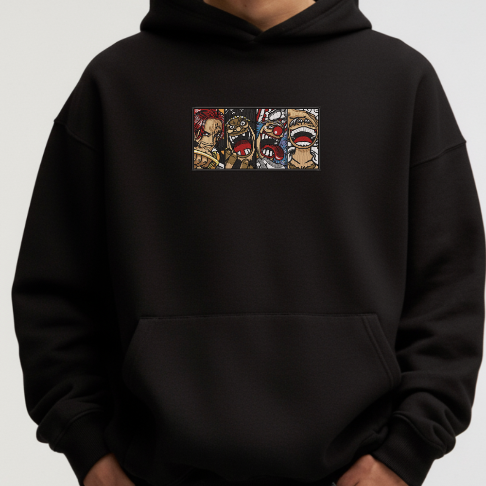 Four Emperors One Piece Embroidered Sweatshirt / hoodie