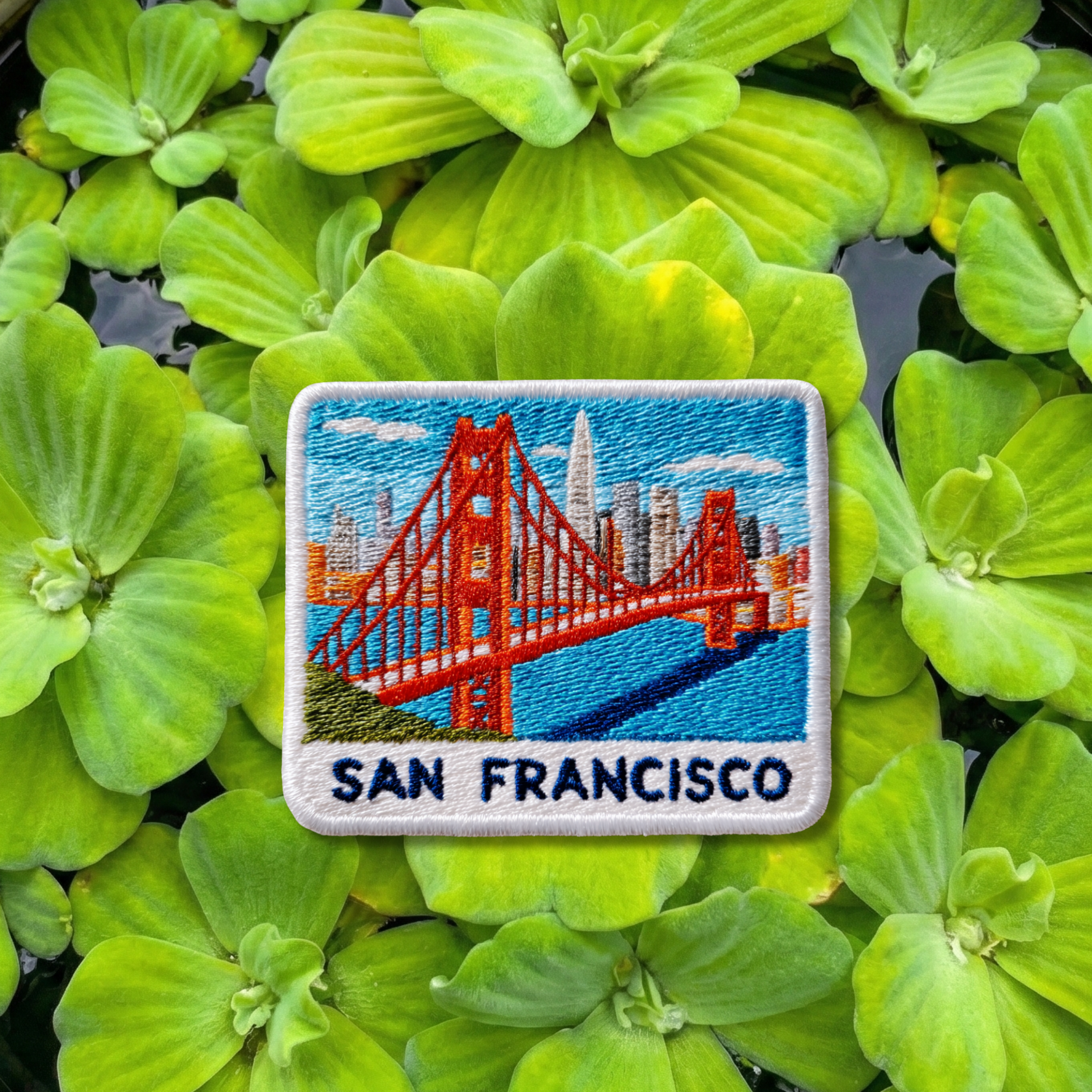 San Francisco California embroidery patch featuring Golden Gate Bridge and skyline