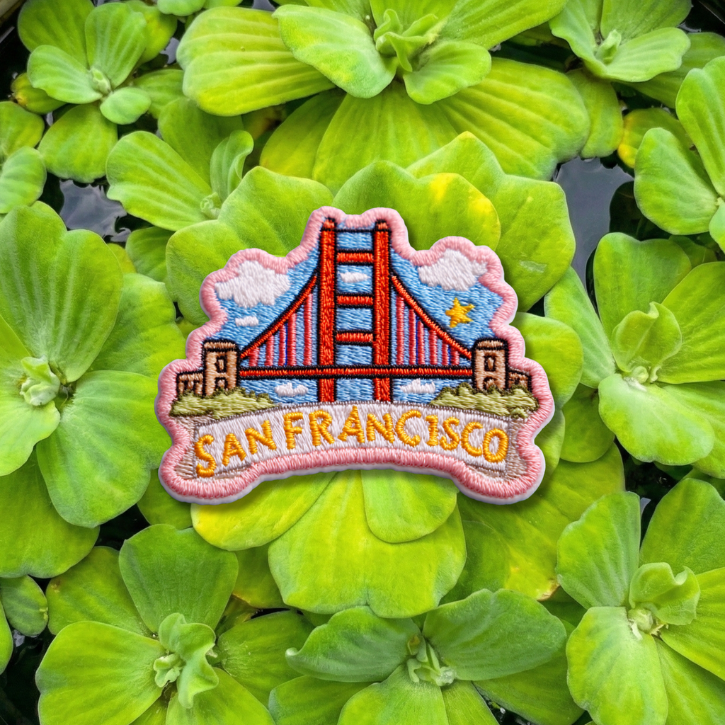 San Francisco embroidery patch featuring the Golden Gate Bridge and city skyline
