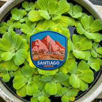 Santiago Chile embroidered travel patch attached to backpack as South America souvenir
