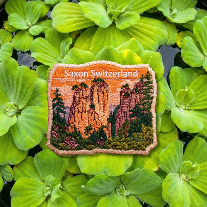 Saxon Switzerland Patch Iron On: Embroidered Travel Souvenir