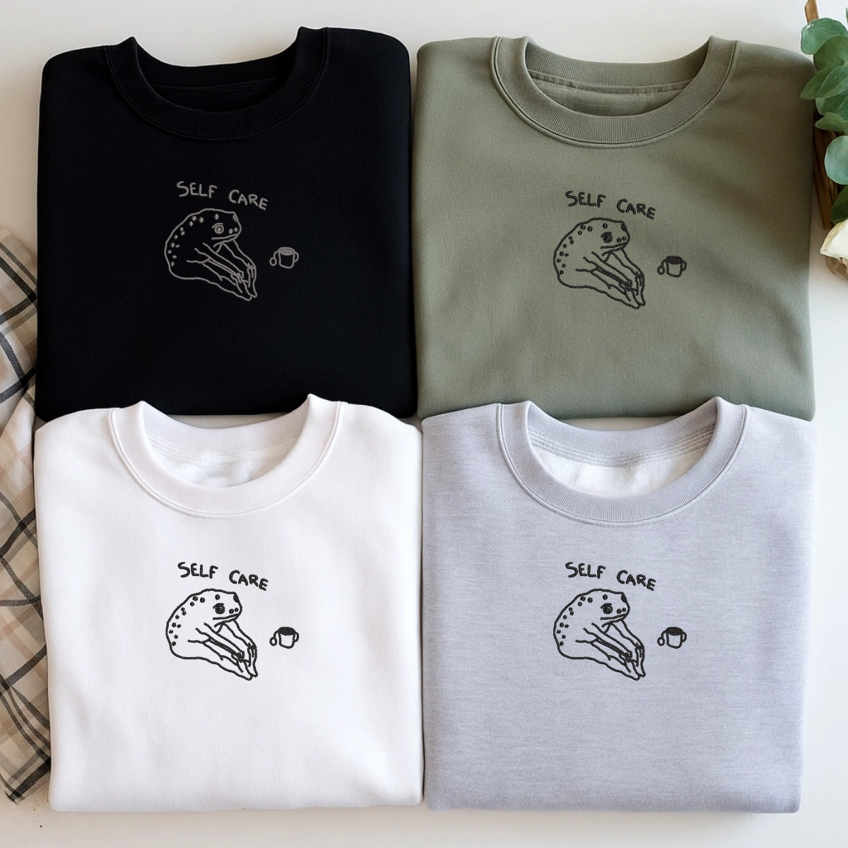 Self love frog embroidered sweater
