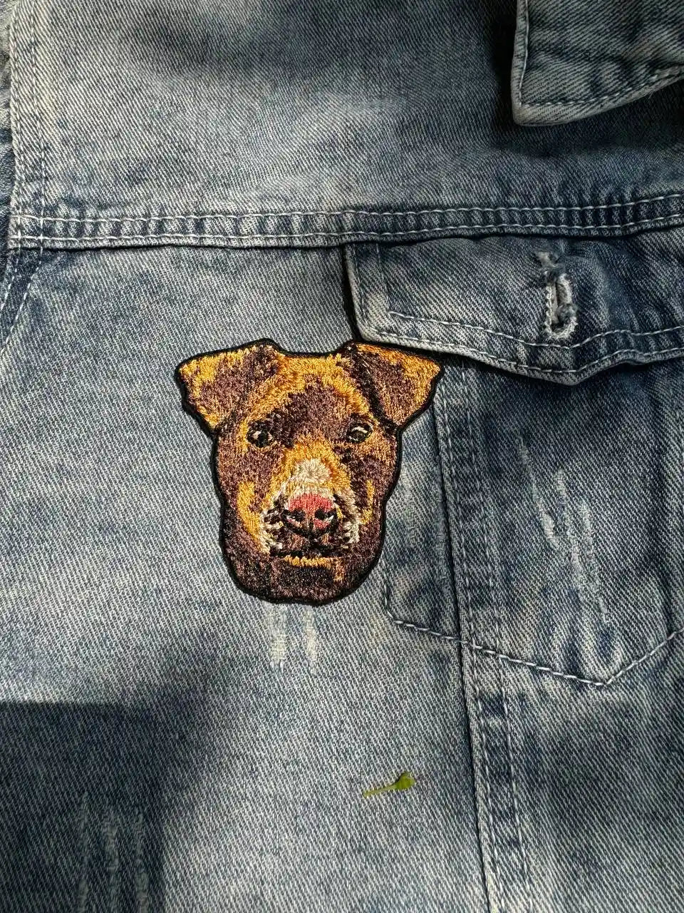 Sew-on patch of Patterdale Terrier for bags