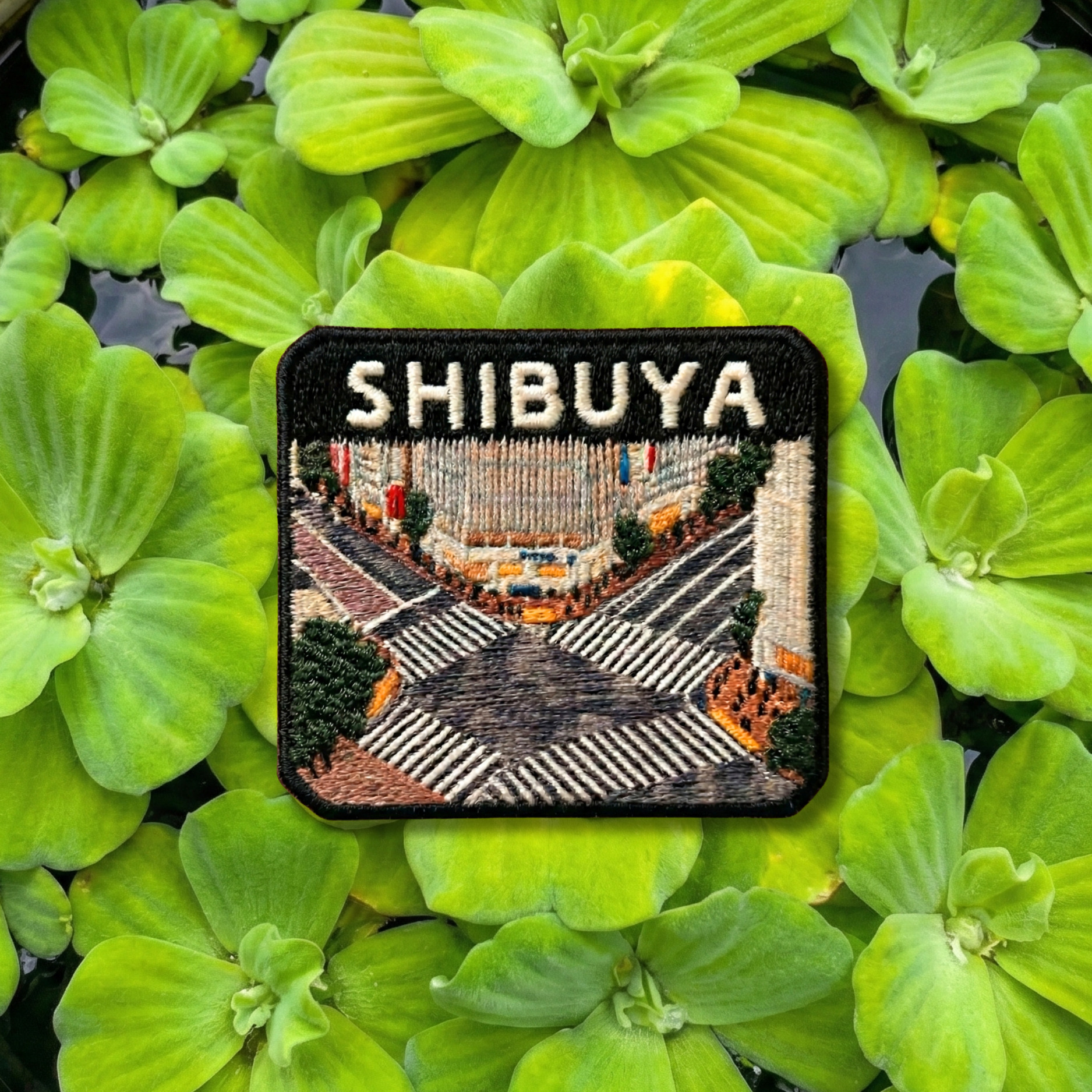 Shibuya embroidery patch featuring Tokyo crossing landmark