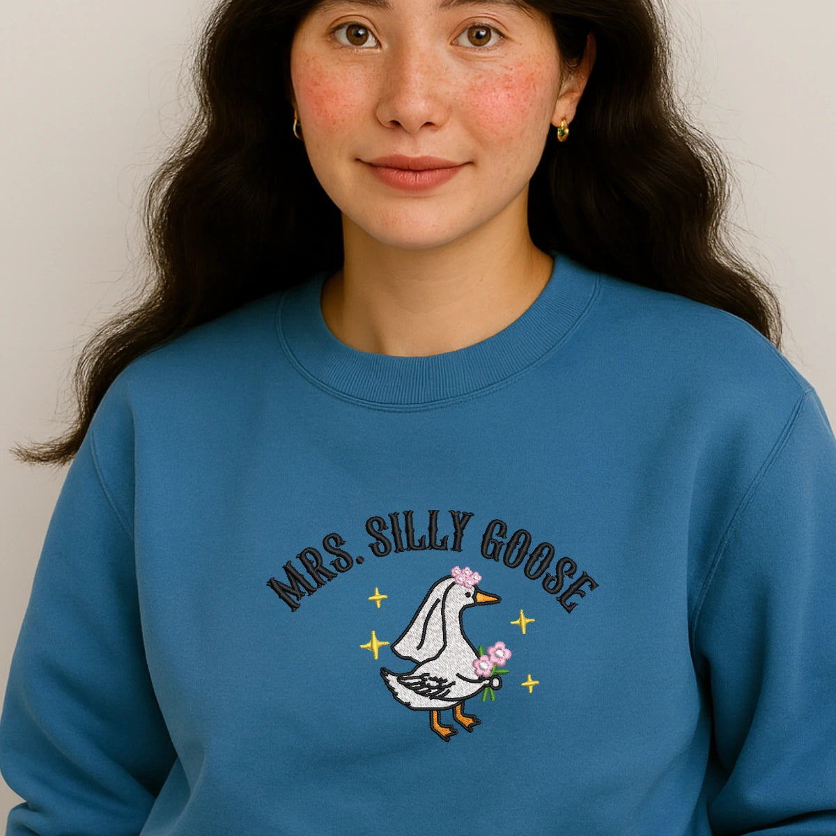 Silly goose wedding embroidered sweater