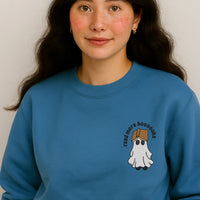 Spooky book embroidery sweatshirt