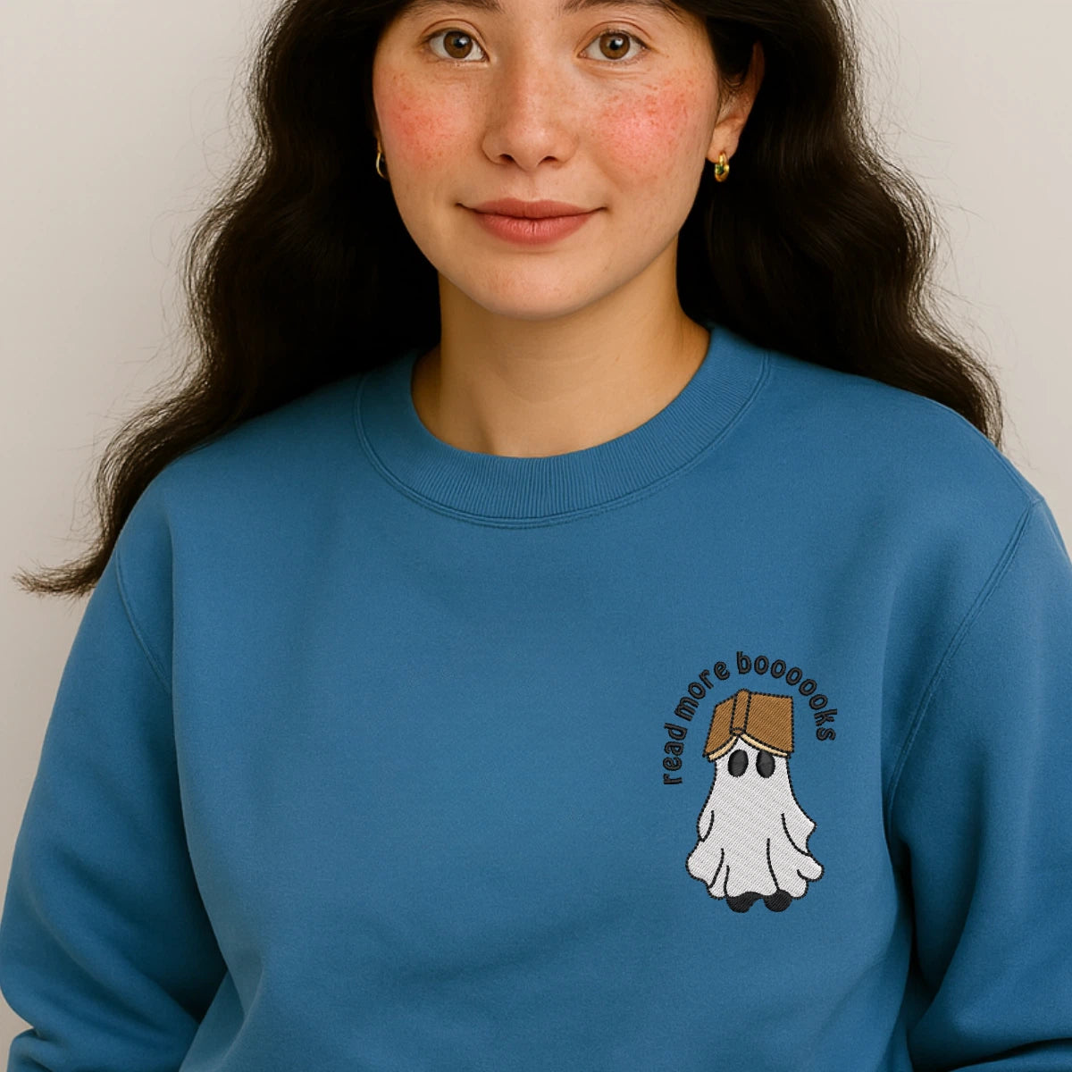 Spooky book embroidery sweatshirt