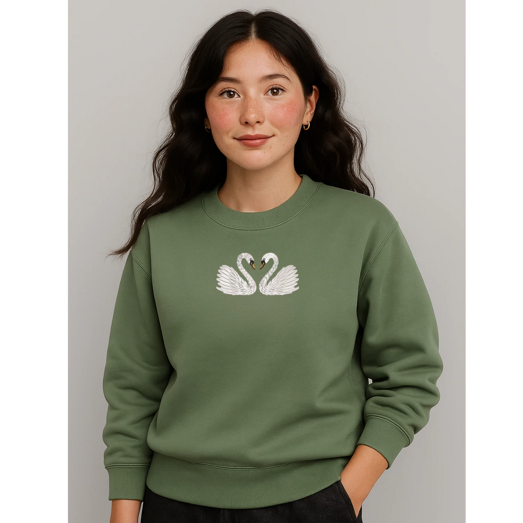 Swan couple embroidered sweatshirt