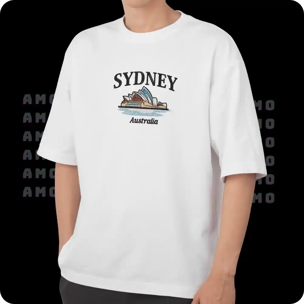 Sydney Australia embroidered t-shirt front view