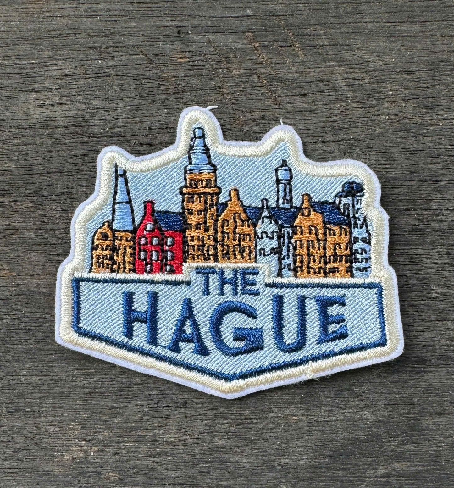 The Hague Netherlands embroidery patch featuring Dutch skyline
