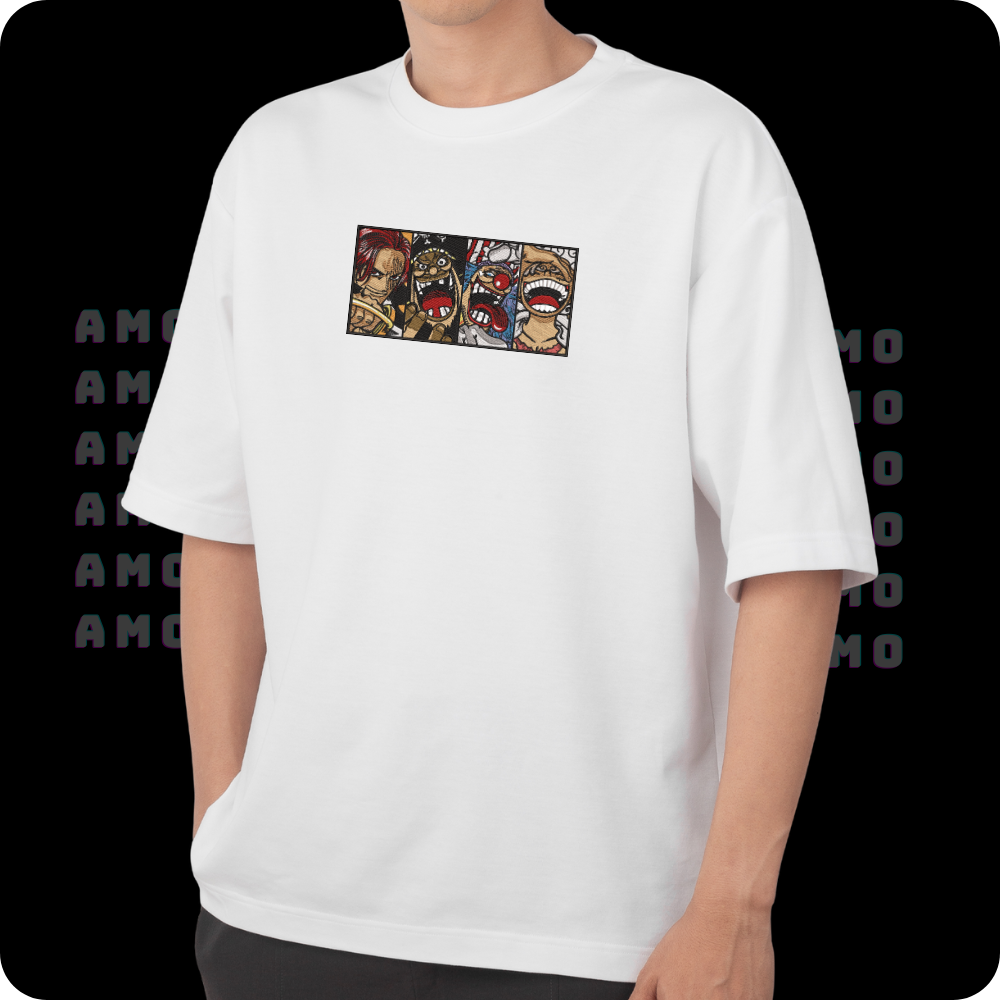 Unisex black One Piece shirt with Four Emperors design