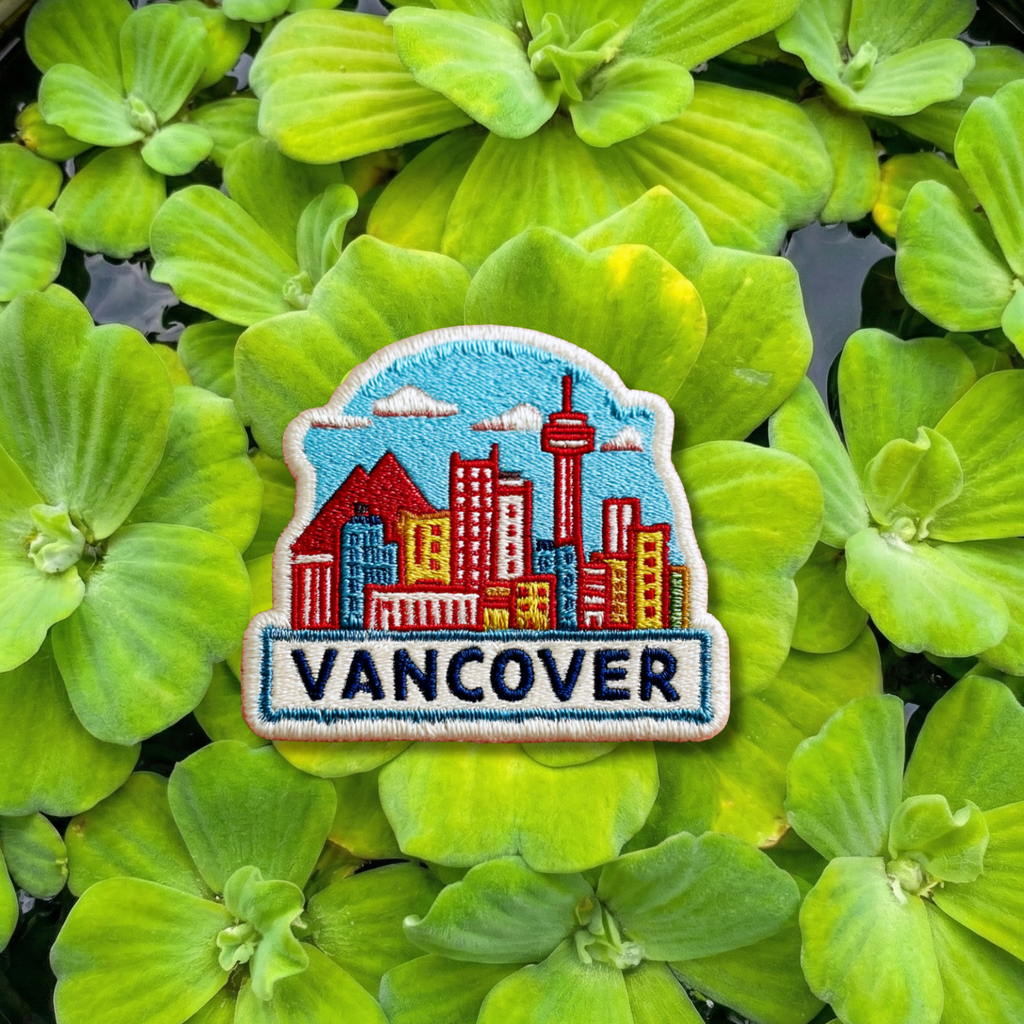 Vancouver skyline embroidery patch featuring Canada city design
