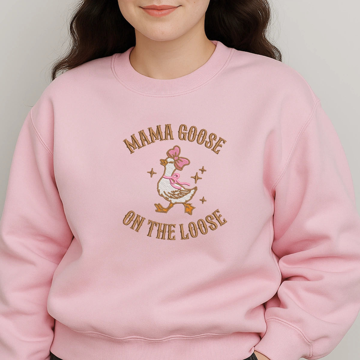 Vintage goose embroidery pullover