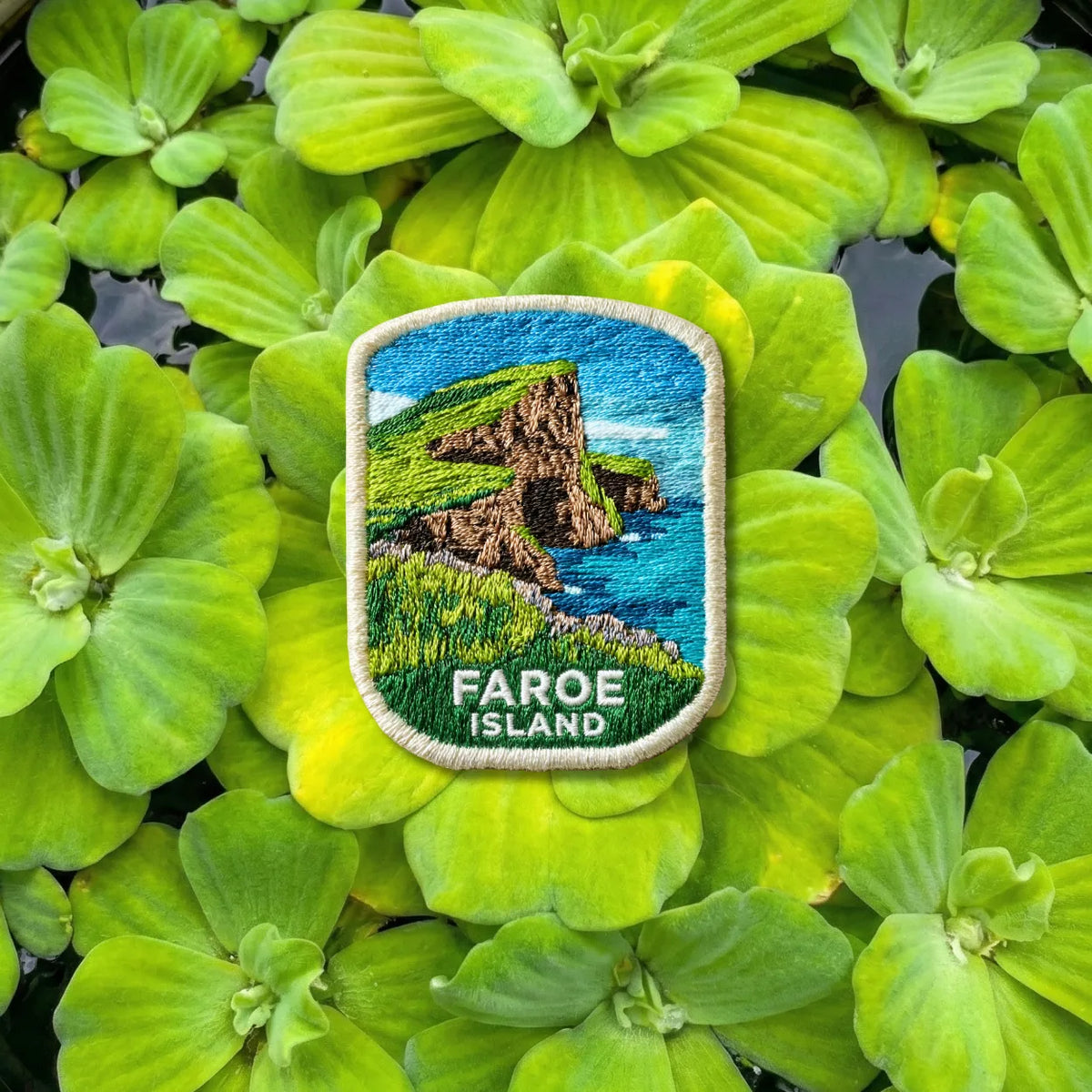Faroe Islands Scenic Nature Travel Patch - Embroidered Atlantic Ocean Souvenir for Backpacks & Jackets - product photo 1