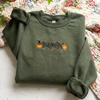 Spooky Season Witch Hat & Pumpkin Crewneck Sweater - product photo 1