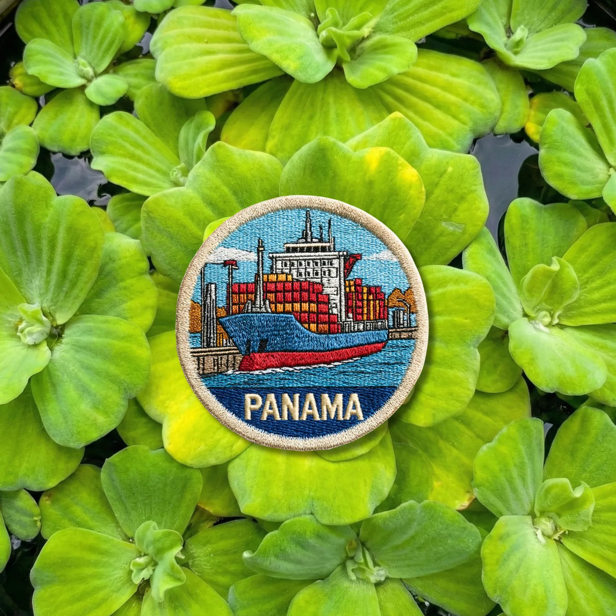 Panama Canal Cargo Ship Embroidered Patch - product photo 1