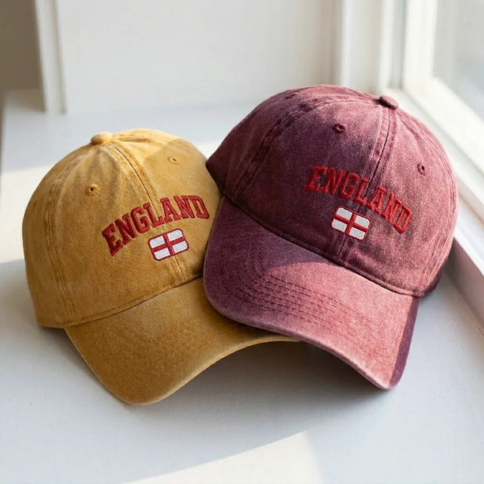 Vintage England Embroidered Dad Hat - Washed Black Cap