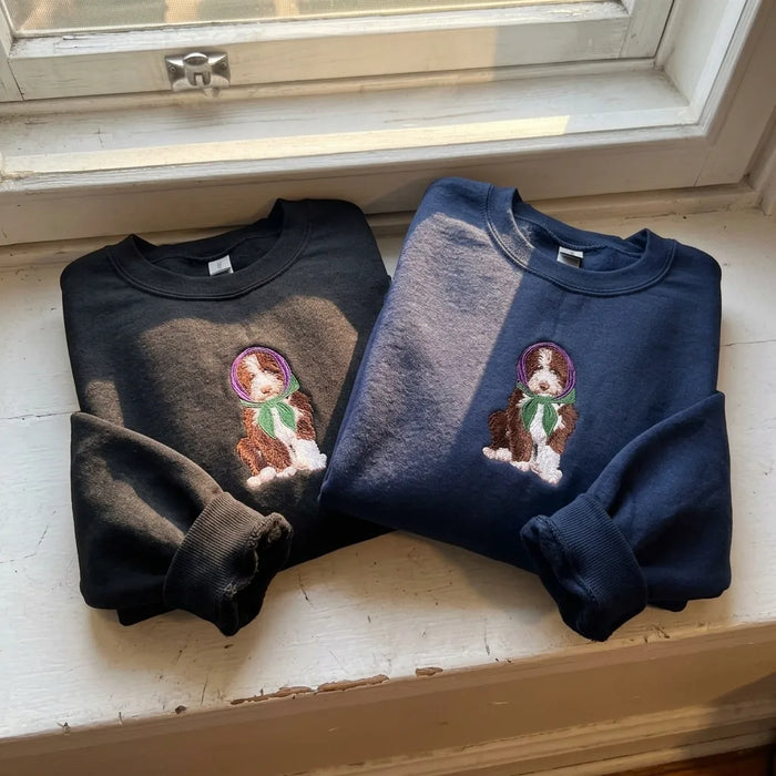 Embroidered Doodle Dog Jumper - Quirky Animal Lover Apparel