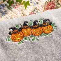 Embroidered Pumpkin Halloween Sweatshirt | Cute Jack-O-Lantern Crewneck - product photo 1