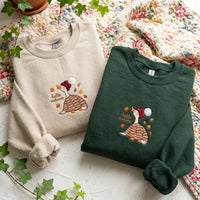 Hello Autumn Cute Goose Embroidered Sweatshirt - product photo 1