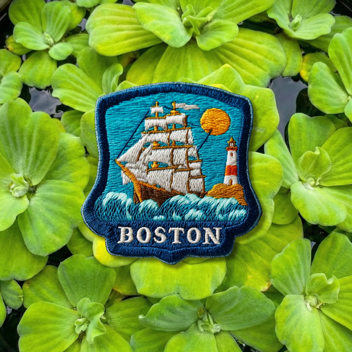 Boston Massachusetts Sailing Ship Embroidered Patch - product photo 1