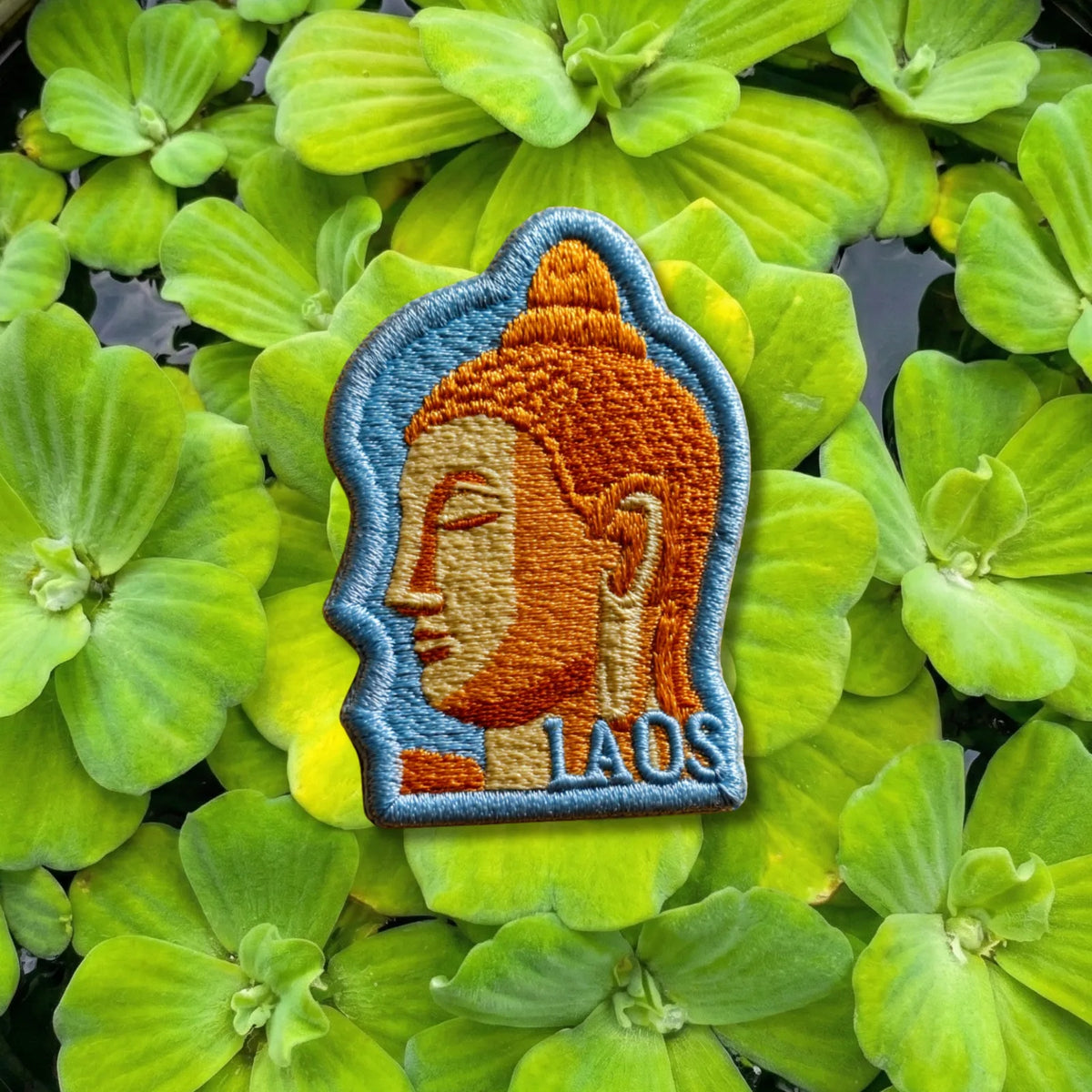 Laos Buddha Head Temple Art Embroidered Patch - product photo 1