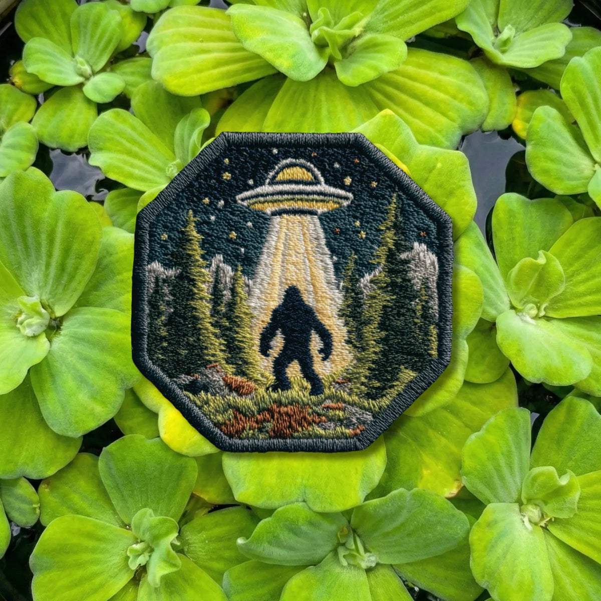 Bigfoot UFO Forest Mystery Embroidered Patch - product photo 1
