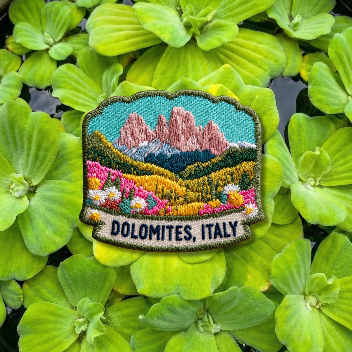 Dolomites Italy Wildflowers Alpine Mountain Embroidered Patch - product photo 1