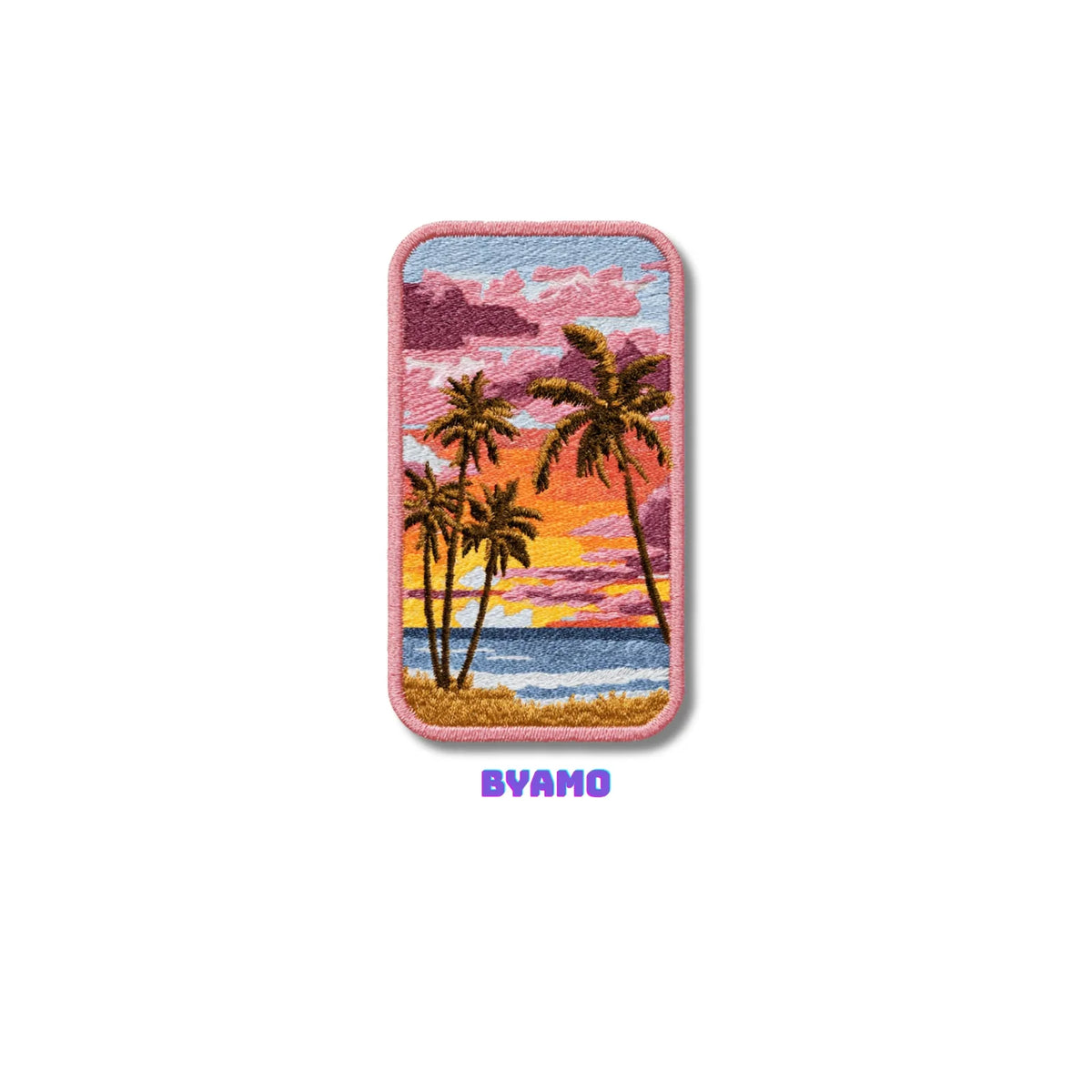 Tropical Palm Trees Sunset Beach Embroidered Patch - product photo 2