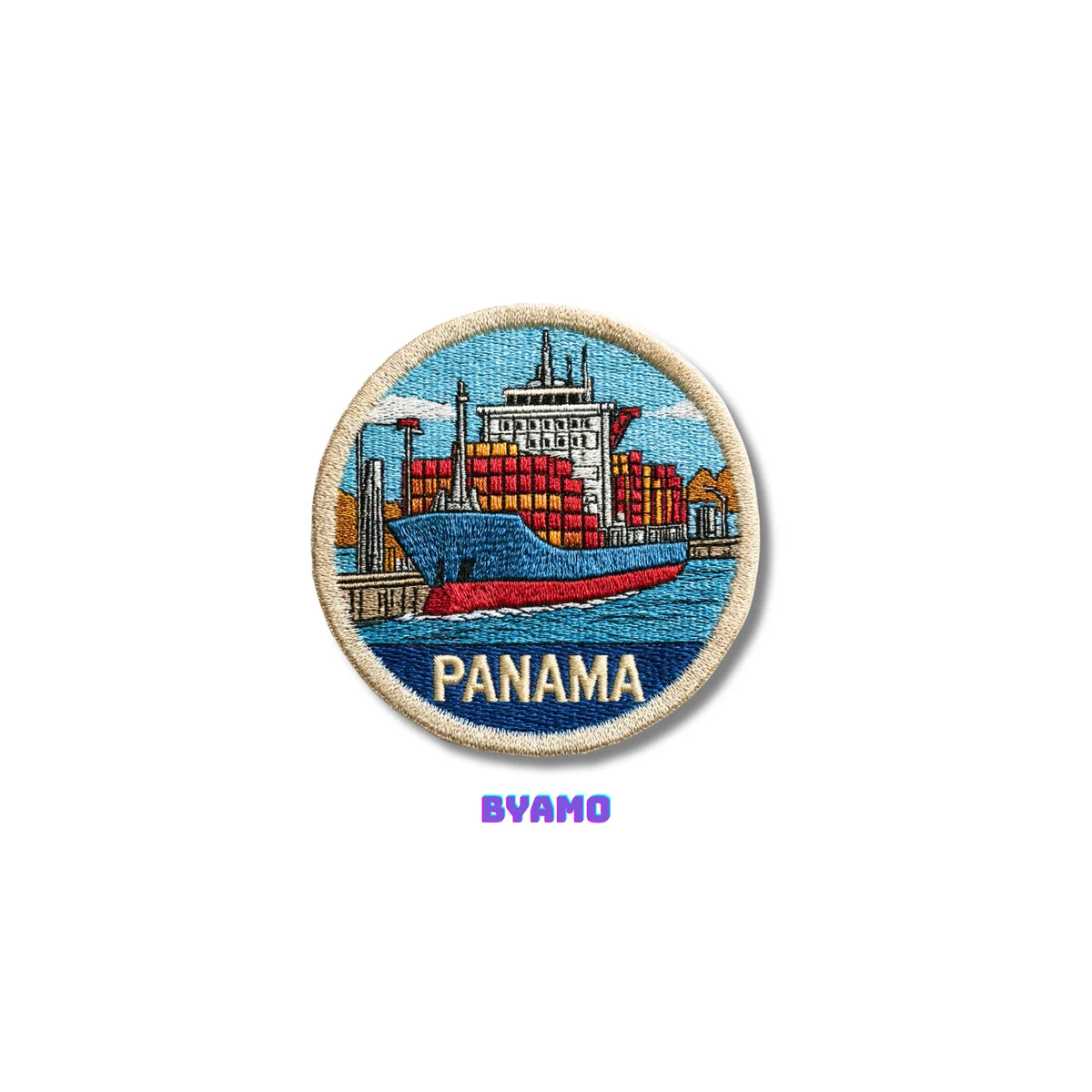 Panama Canal Cargo Ship Embroidered Patch - product photo 2