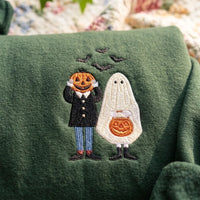 Cute Ghost & Pumpkin Embroidered Sweatshirt | Spooky Season - product photo 2