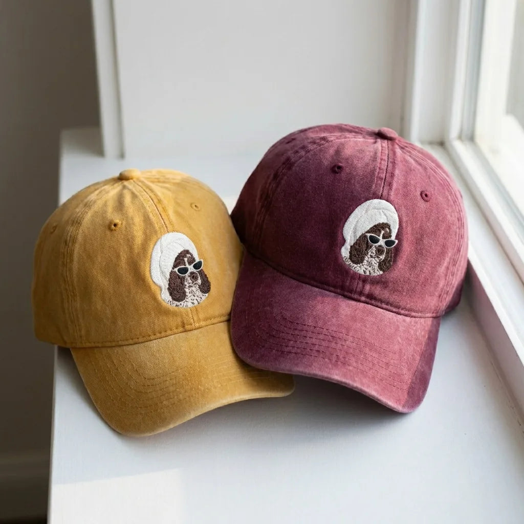 Dog in Towel & Sunglasses Cap - Faded Black Baseball Hat - product photo 2