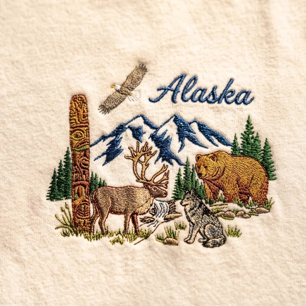 Alaska Wilderness Embroidered Sweatshirt | Nature Wildlife Crewneck - product photo 2