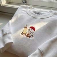 Embroidered Artist Poodle Jumper - Quirky Dog Mom Appare - product photo 2
