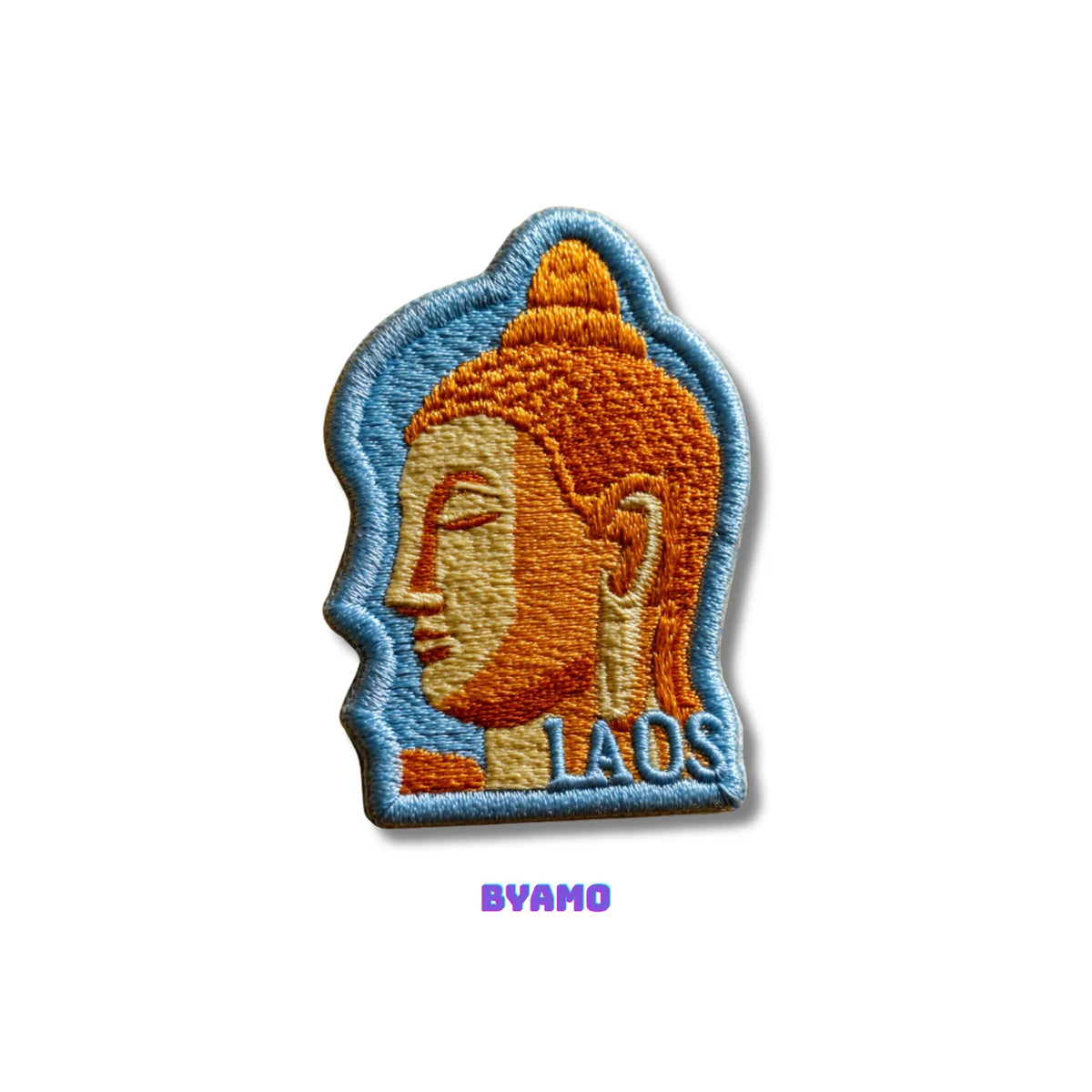 Laos Buddha Head Temple Art Embroidered Patch - product photo 2