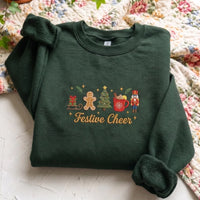 Cute Christmas Embroidered Jumper - Festive Cheer Black Sweatshirt - product photo 2