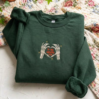 Skeleton Heart Hands Embroidered Crewneck | In My Spooky Era - product photo 2