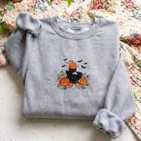 Cozy Spooky Season Embroidered Shirt | Pumpkin Coffee Lover Sweater - product photo 2